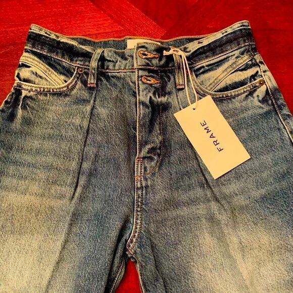 Women’s Frame mosaic high waist raw hem wide leg le palazzo jeans size 25, NWT - Picture 8 of 15